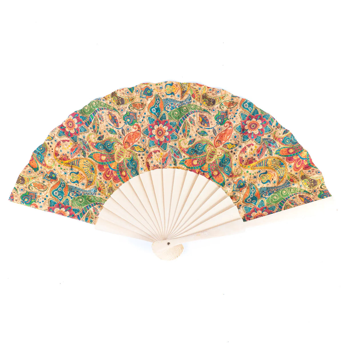 Hand Fan Natural Cork Antique Wooden Folding Hand Fan