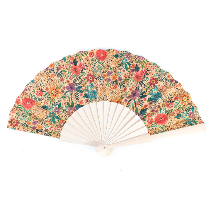 Hand Fan Natural Cork Antique Wooden Folding Hand Fan