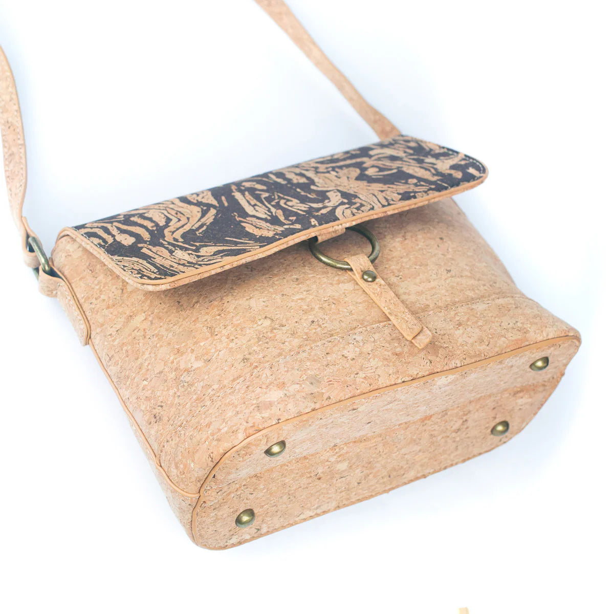 Crossbody Bag - Natural Cork  and Coffee Bean Fusion Unisex Crossbody Bag