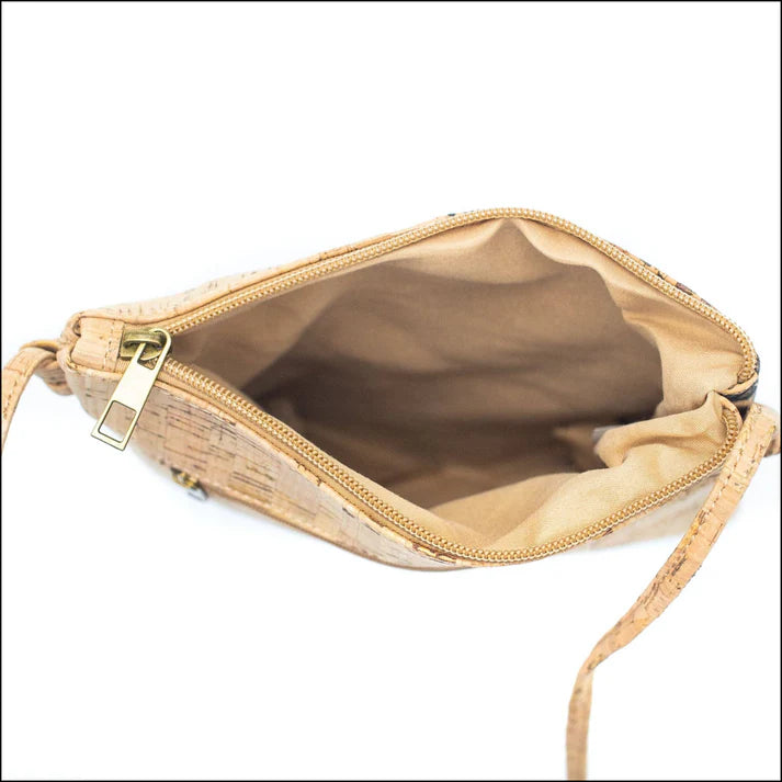 Crossbody Natural Cork Crossbody Messenger women Mini Sleek Square-Cork Sling