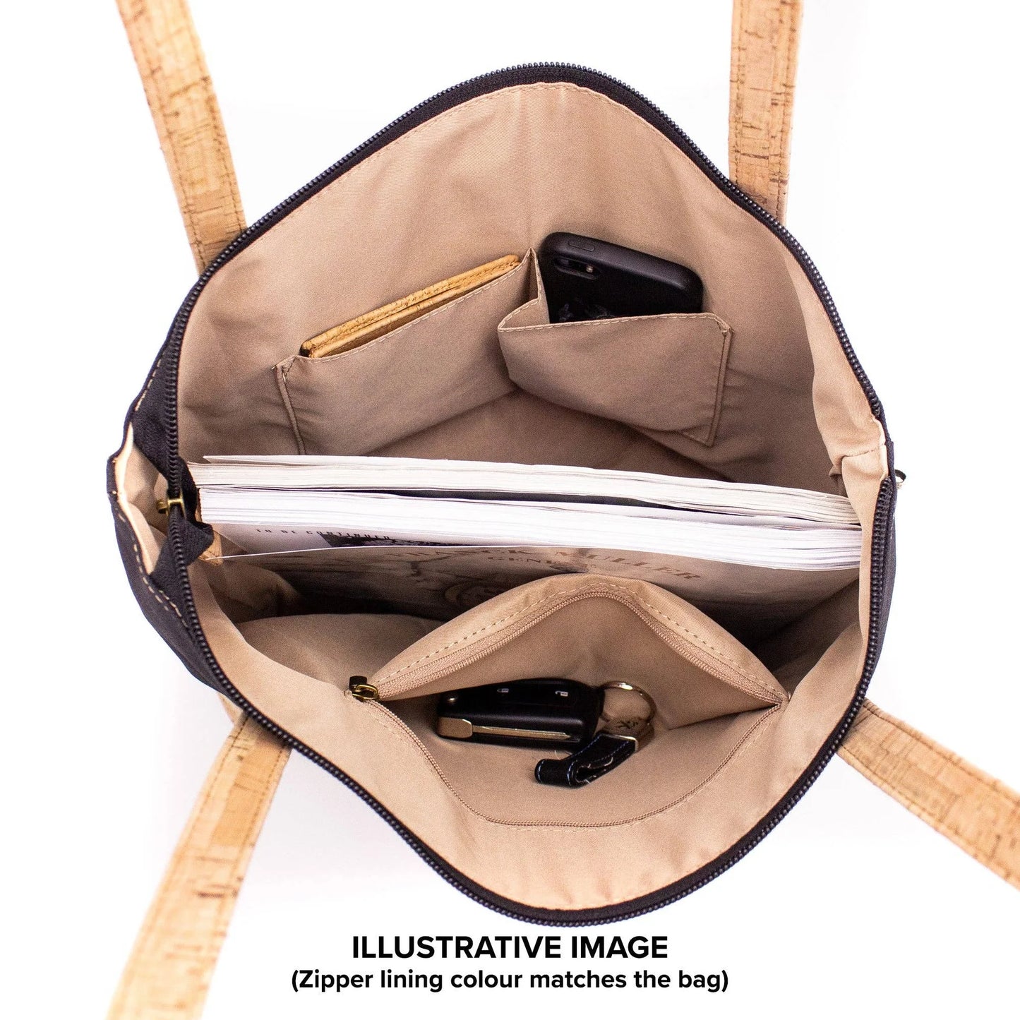Tote bag BAG - Natural Cork with red fabric women's Tote bag BAG