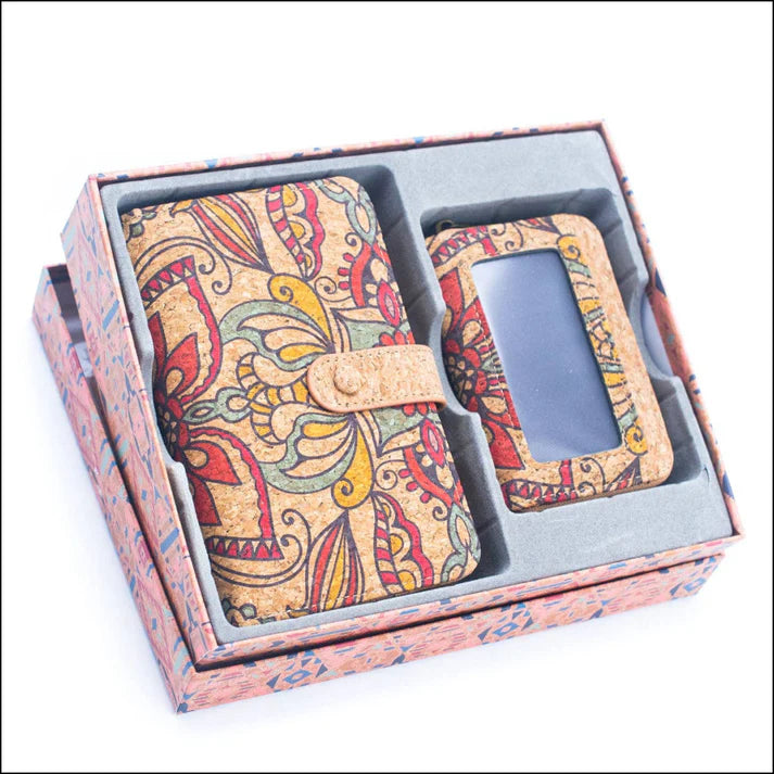 Wallet set - Natural Cork Material Gift Box Wallet for Women, 2-Piece Med
