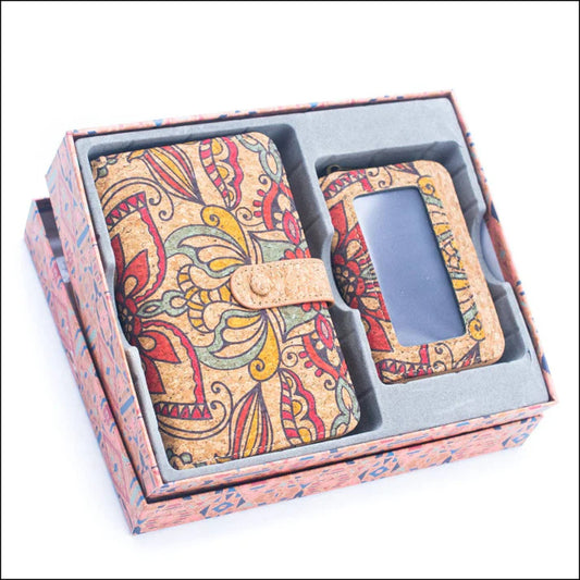 Wallet set - Natural Cork Material Gift Box Wallet for Women, 2-Piece Med
