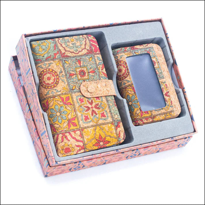 Wallet set - Natural Cork Material Gift Box Wallet for Women, 2-Piece Med