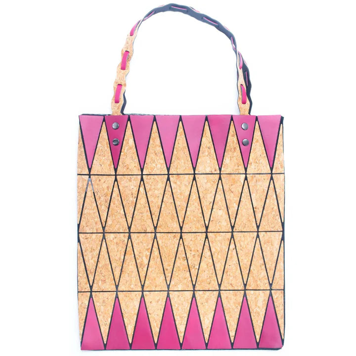 Shoulder Natural cork Geometric women Cork Tote-greem