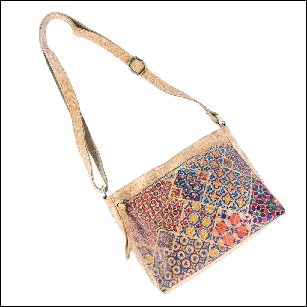 Crossbody Bag for Women Shoulder Purse with Zipper Pocket Natural Printed Cork Crossbody Bag for Women Shoulder Purse with Zipper Pocket