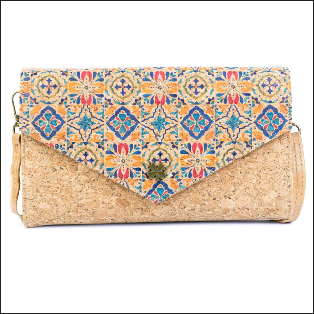 Crossbody Bag Natural Cork Phone Crossbody Bag – Printed Vegan Envelope Purse