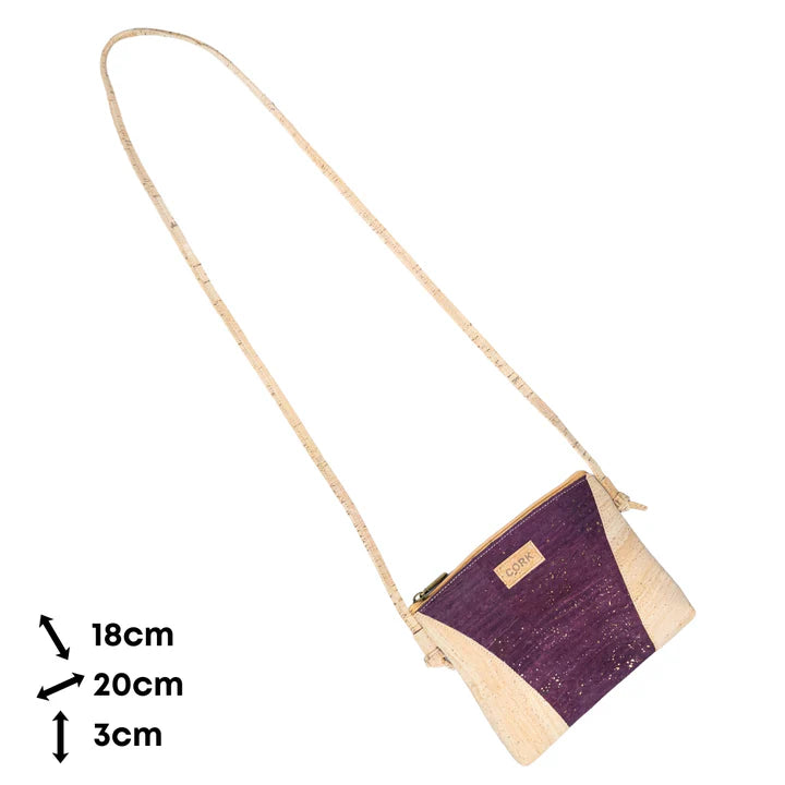 Crossbody Natural Cork  Bag Shoulder Purse with Zipper Closure