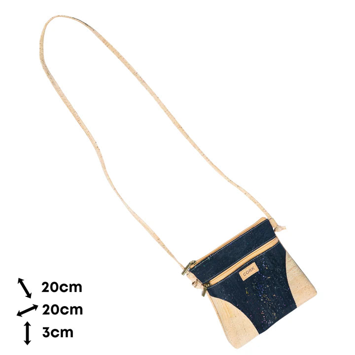 Crossbody Bag – Natural Cork Vegan Shoulder Purse with Zipper Pocket